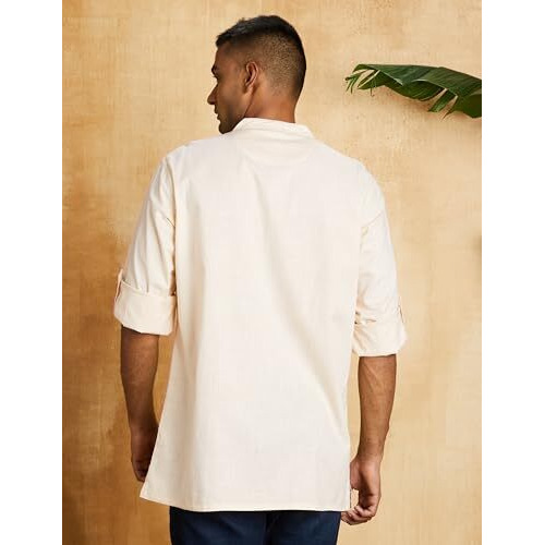 Amazon Brand - Symbol Men's Cotton Regular Casual Kurta (Symethskur-2_Brazilian Sand_2Xl)
