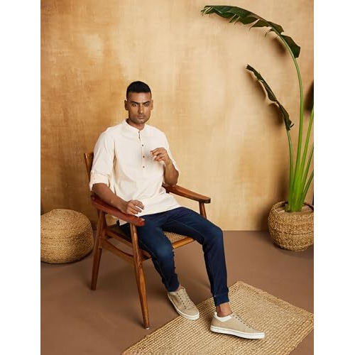 Amazon Brand - Symbol Men's Cotton Regular Casual Kurta (Symethskur-2_Brazilian Sand_2Xl)