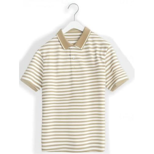 Jonney Men's Striped Cotton Rich Polo T Shirt | Collar Tshirts | Half Sleeves | Stripe-Regular Fit-640702 Camel