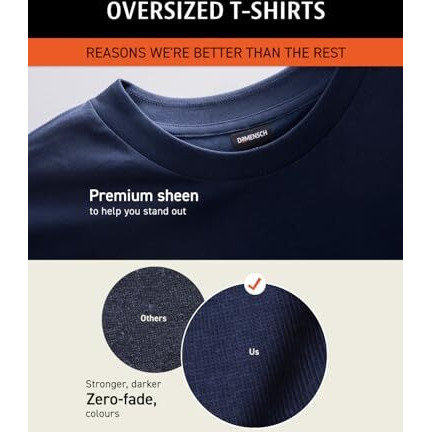 Damensch Statement Oversized Solid T-Shirts | Premium Cotton Blend, Colours By High-Iq Dyes-Pack Of 1-Jet Black-Large