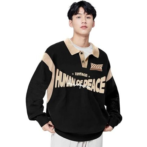 Jc Jump Cuts Mens Printed||Full Sleeve||Black||Cotton Blend||Oversized Fit||Polo T-Shirt