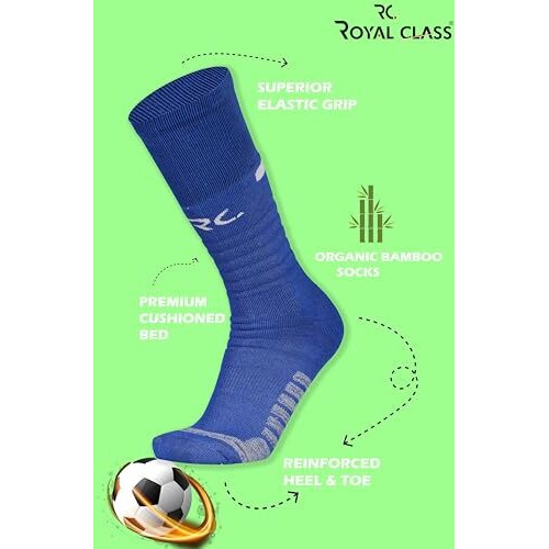 Rc. Royal Class Football Premium Bamboo Cushioned Socks For Men And Women, Knee Length, Anti Odour, Strength & Extra Grip Football/Soccer Socks (Free Size)(Royal Blue)