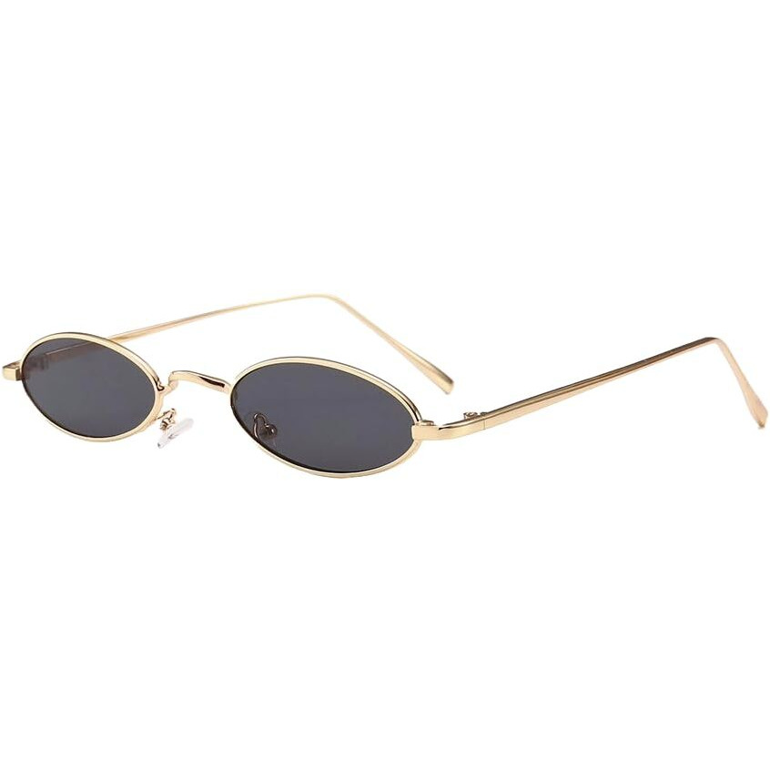 Huvora Vintage Oval Retro Party Uv Protected Sunglasses For Men Women Classic Designer Design With Uv400 Protection Bold Alloy Stylish Frame Lightweight Sleek Fashion Goggles (Gold Black)
