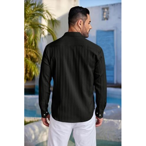 Royalscout Men's Solid Regular Fit Shirt (2_Pop_222_Black & White