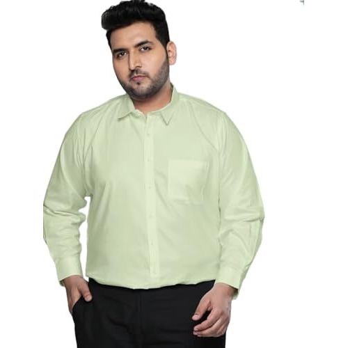Elyyork Men's Solid Regular Fit Shirt (F-Plus-05Xxxxxxl_Green