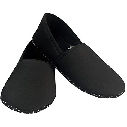 Footmate Ankle Length Slipper Socks For Men & Women - 2 Pair Pack, Cotton Blend House Or Floor Socks With Anti-Skid Rubber Grip, Booties For Indoor Use - Black, (Size - 9 To 11 Feet)