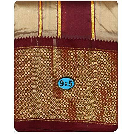 Prakasam Cotton Brand- Poly Mixing Mens Panjakejam Dhoti & Towel Set (Asha-9X5) (Beige)