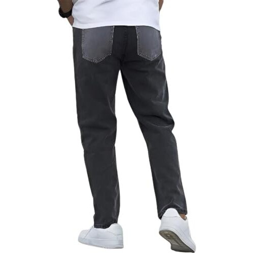 Ben Martin Men's Stretchable Slim Fit Grey Color Block Casual Denim Jeans Size 34 | Rise Style Mid Rise