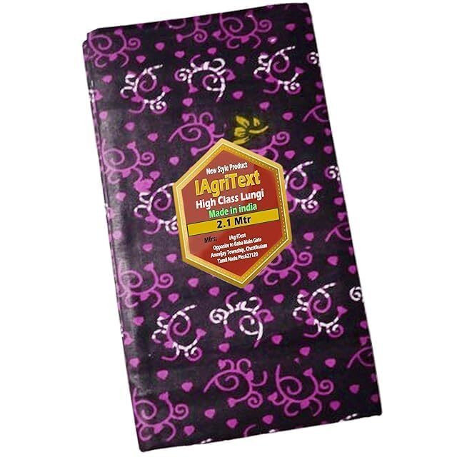 Iagritext Cotton Men's Printed Stitched Branded Lungi (Munde) - Pack Of 2 - Cotton Multi Colour Casual Style Printed Dhoties For Mens - Size  2.10 Meter