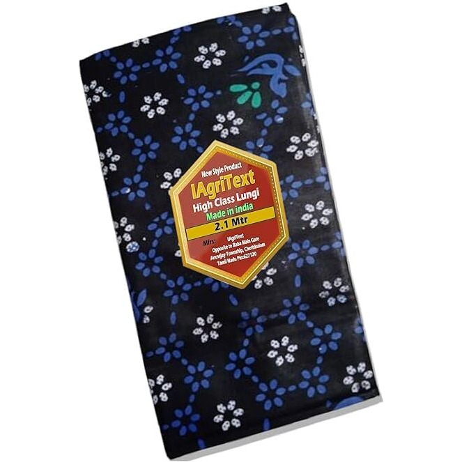 Iagritext Cotton Men's Printed Stitched Branded Lungi (Munde) - Pack Of 2 - Cotton Multi Colour Casual Style Printed Dhoties For Mens - Size  2.10 Meter
