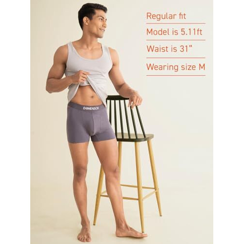 Damensch Men's Deo-Cotton Deodorizing Trunks- Pack Of 2- Mineral Grey,Mystic Teal- Medium