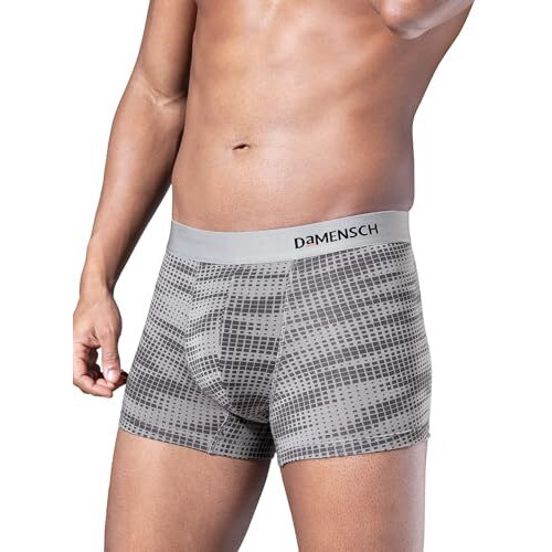Damensch Men Deo-Soft Supima Modal Trunks-Pack Of 1-Dashed Silver-Large