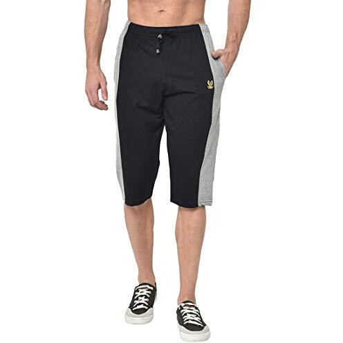 Vimal Jonney Multicolor Cotton Blended Capris-3/4Th For Men(Pack Of 2)-C7_Mlg_Blk_0002-M