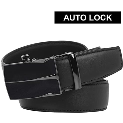 Labnoft Men's Pu Leather Auto Lock Belt (Black)