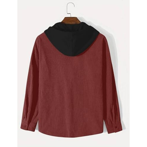 Noble Monk Hooded Neck Shirt | Solid Shirt For Men Wine Red Black