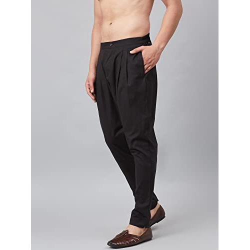 See Designs Men's Cotton Black Solid Casual Style Trouser Style Pyjamas-Sdpj105L (L)