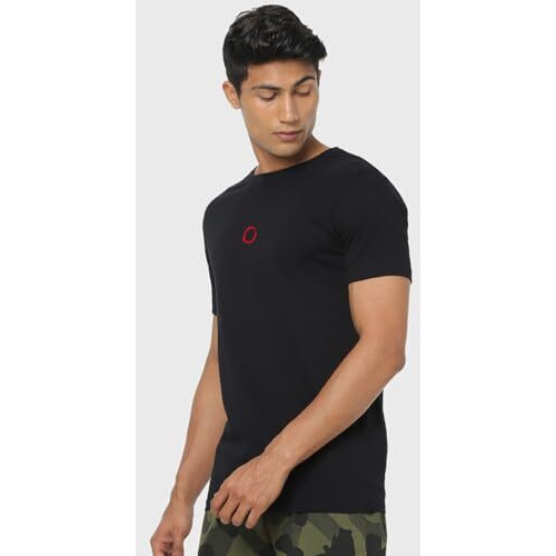 Bewakoof Men's Graphic Printed 100% Cotton T-Shirt - Regular Fit, Round Neck, Half Sleeves Black