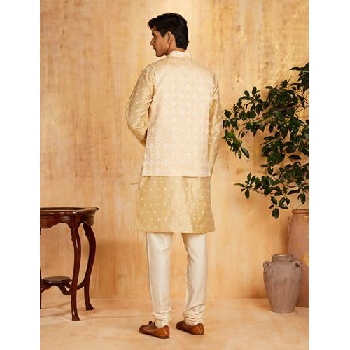 Amazon Brand - Symbol Men's Kurta Bundi Churidar Set_Sy-A23-Mna-Bfkc-116_Beige_M