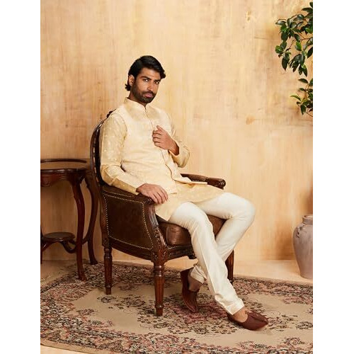 Amazon Brand - Symbol Men's Kurta Bundi Churidar Set_Sy-A23-Mna-Bfkc-116_Beige_M