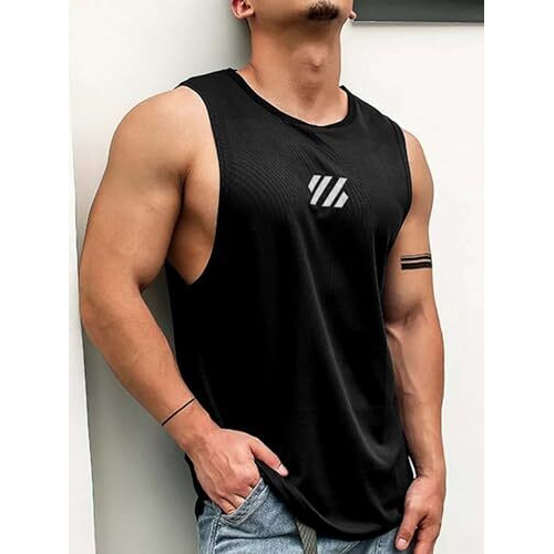 Jump Cuts||Mens Printed||Sleeveless||Polyester||Slim Fit||Gym Fit Vest Pack Of 2