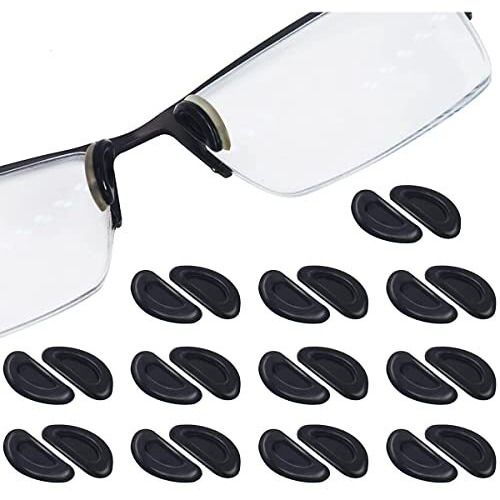 Maycreate 12 Pairs Adhesive Eyeglasses Nose Pads, D Shape Stick-On Anti-Slip Black Silicone Eyeglasses Nose Pad Replacement, Self Adhesive Nose Pads Glasses Nose Pad