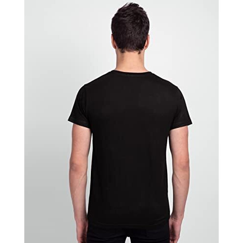 Bewakoof Men's Printed Regular Fit Half Sleeve Round Neck Cotton T-Shirt Black
