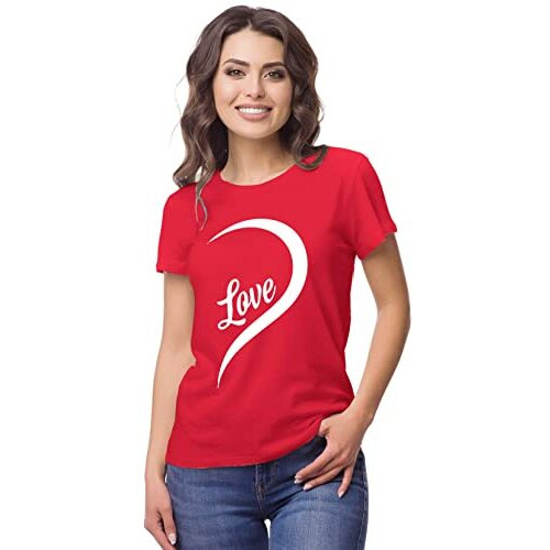Hangout Hub Hangout-Hub-Np21 Couple Tshirts For Couples | Printed One Love Heart T-Shirts(RedMen L, Women L) Men's And Women's Round Neck T-Shirt (Pack Of 2, Cotton)