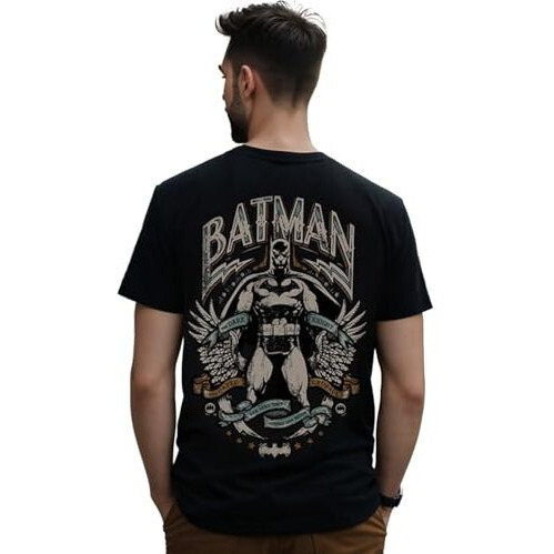 Bewakoof X Official Dc Comics Merchandise Men's The Dark Knight Graphic Printed Cotton T-Shirt - Regular Fit, Round Neck, Half Sleeves_592032_Black_L