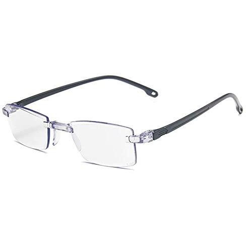 Augen Blue Block Uv Cut Rimless Reading Glasses Black Clear Unisex Free Size Power (+1.00, Pack Of 1)