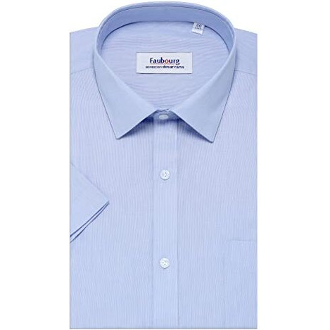 Faubourg Lightblue 5089-42 Men's Solid Half Sleeve Slim Fit Cotton Blend Formal Shirt