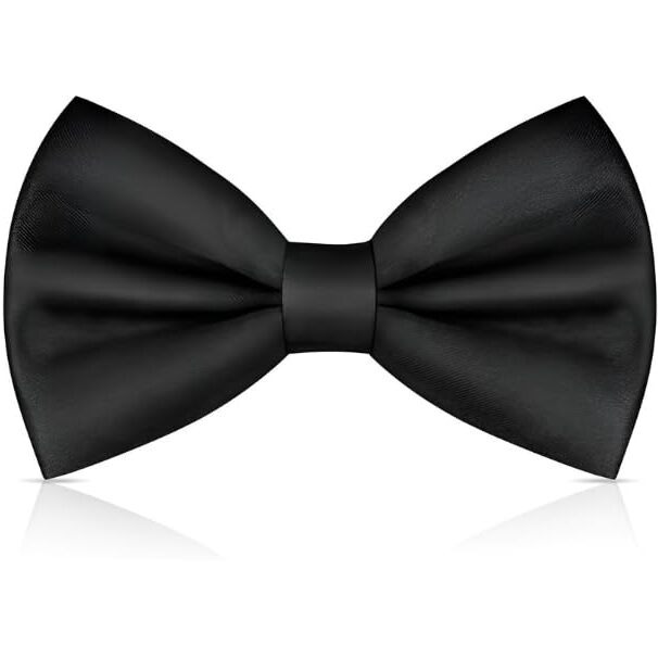 Label Punya Premium Pre-Tied Satin Bow Tie For Men  Adjustable Formal Tie For Weddings, Parties, Proms & Business Events  Classic & Trendy Colors  Gift For Groomsmen, Birthdays-Black