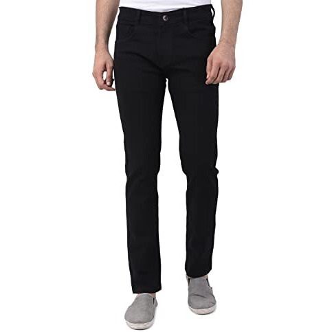 Ben Martin Men's Slim Fit Stretchable 34 Size Black Cotton Denim High Rise Jeans Pant For Men, Jj3-14