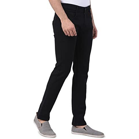 Ben Martin Men's Slim Fit Stretchable 34 Size Black Cotton Denim High Rise Jeans Pant For Men, Jj3-14