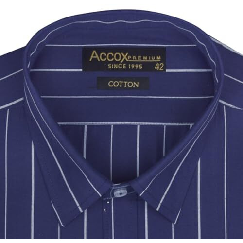 Accox Men's Breathable Cotton Full Sleeves Regular Fit Striped Formal Shirt For Men (Gcr344_42) Multicolour