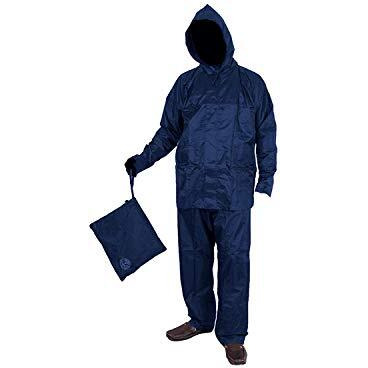 Duckback Men's Rider Solid Raincoat Pant Style With Jacket (Xxl, Navy Blue)