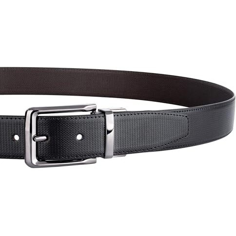 Denimholic Reversible Pu Leather Formal Belts For Men (26" To 38" Waist Adjustable, Black 02)