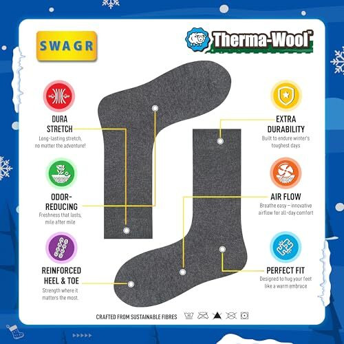 Swagr Thermal Woolen Winter Calf Length Socks For Men Thick Terry Towel Cushion Socks, Free Size, Pack Of 5, Multicolour