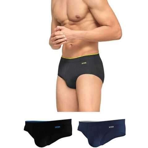 Xyxx Men's Underwear Uno Intellisoft Antimicrobial Micro Modal Brief Pack Of 3 (Black  Dress Blue  Coral Grey M)