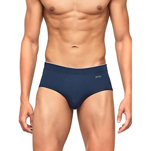 Xyxx Men's Underwear Uno Intellisoft Antimicrobial Micro Modal Brief Pack Of 3 (Black  Dress Blue  Coral Grey M)