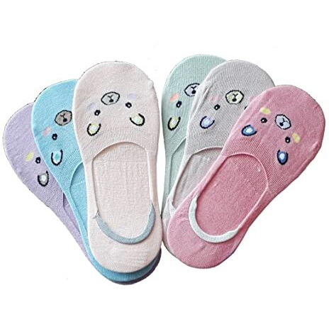 Dikhawa Women's Anti Slip Cotton Loafers No Show Socks (Multicolour, Free Size) Pack Of 6