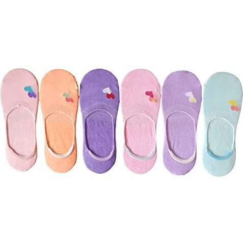 Dikhawa Women's Anti Slip Cotton Loafers No Show Socks (Multicolour, Free Size) Pack Of 6