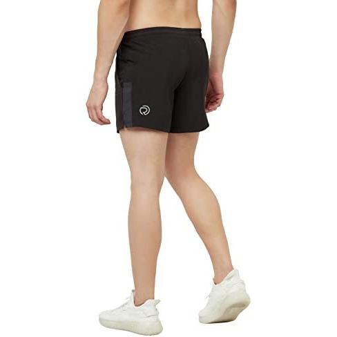 Truerevo Men's 5 Inch Dry Fit Sports Running Reflective Shorts With 2 Side Pockets And Zipper Back Pocket | Jogging & Gym Shorts For Men Workout | Activewear For Running, Sports, Training & Fitness