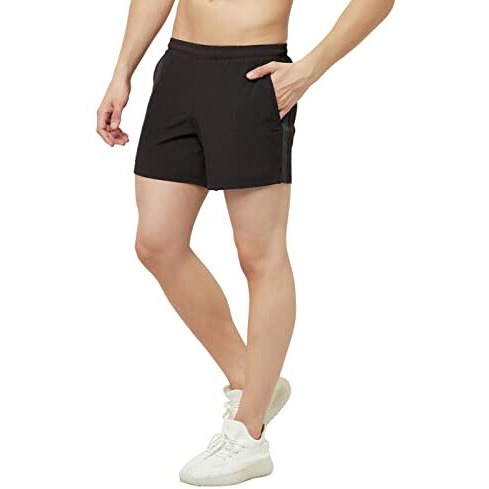 Truerevo Men's 5 Inch Dry Fit Sports Running Reflective Shorts With 2 Side Pockets And Zipper Back Pocket | Jogging & Gym Shorts For Men Workout | Activewear For Running, Sports, Training & Fitness