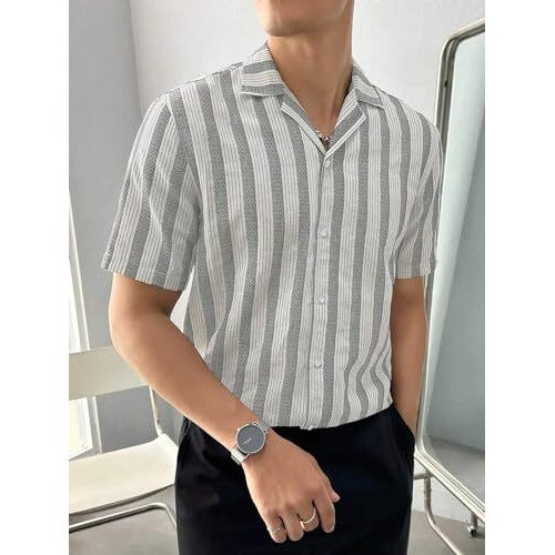 Lymio Shirt For Men|| Regular Fit Shirt For Men (Crush-Lining-Grey-L)
