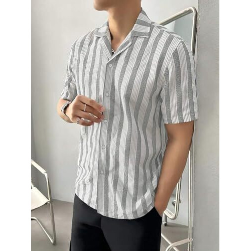 Lymio Shirt For Men|| Regular Fit Shirt For Men (Crush-Lining-Grey-L)