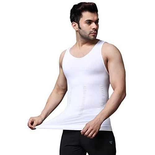 Ff Nylon Tummy Tucker Vest Abs Abdomen Slimming Casual Style Body Shaper Men Shapewear (Color- White) Size- L