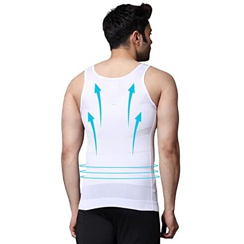 Ff Nylon Tummy Tucker Vest Abs Abdomen Slimming Casual Style Body Shaper Men Shapewear (Color- White) Size- L