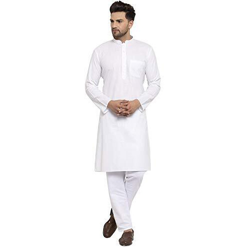Kraft India Men's Solid Cotton Rich Stylish Kurta Pyjama Set (Color-White, Size-38)
