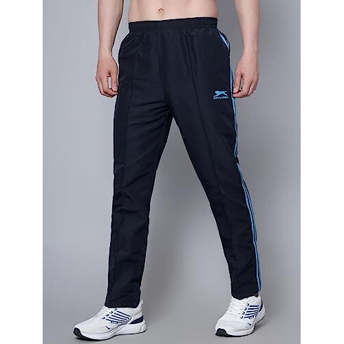 Shiv Naresh Mid Rise Trackpants For Men | Regular Fit |Sports Wear | Moisture Wicking | Navy/Cyan | Style No. 509, Large