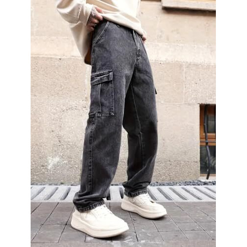 Greciilooks Jeans For Men | Men Jeans | Cargo Jeans For Men | Jeans Pant For Men | Baggy Jeans For Men | Jeans For Men Loose Fit | Cotton Jeans For Men (In, Numeric, 32, Regular, Black)